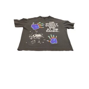 Dowen The Energy Doesnt End At The Hands Graphic T-Shirt Charcoal Grey Large